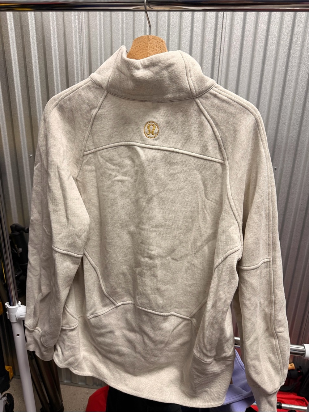 Lululemon Scuba Oversized Half-Zip Funnel Neck *Long - Heathered Light Grey/Gold - Picture 6 of 6